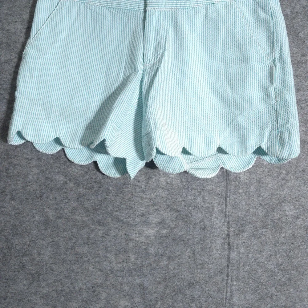 Lilly Pulitzer The Buttercup Short Blue Turquoise Seersucker Stripe Size 0 Beach - Picture 2 of 16